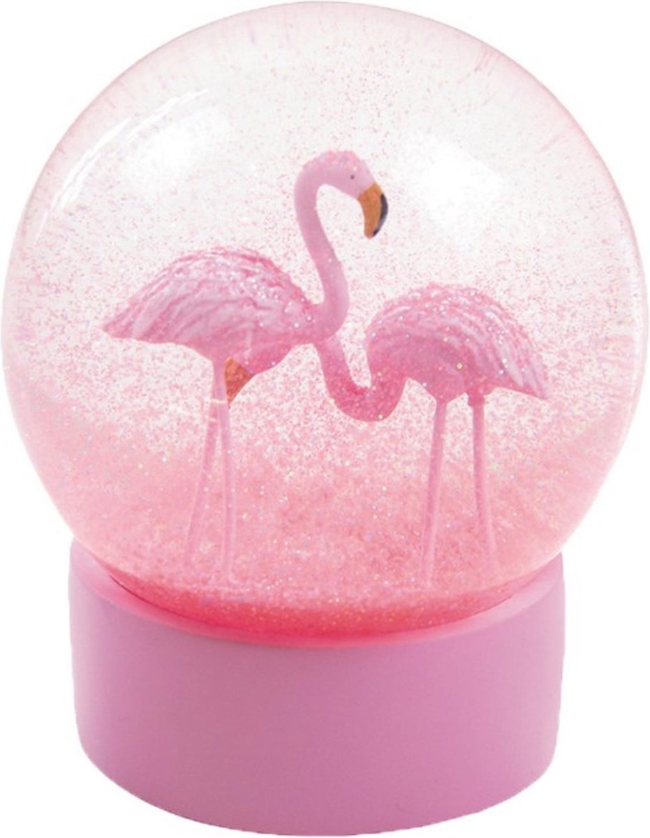 PARTYPRO - Roze flamingo sneeuwbol - Decoratie > Tafeldecoratie beeldjes